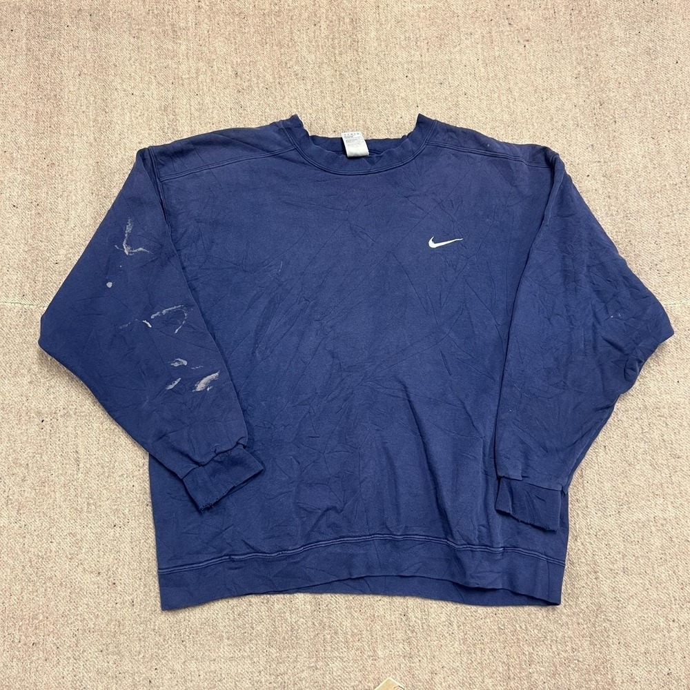 Vintage Nike Sweatshirt Mens XL Blue 1990s Check‎ Swoosh
